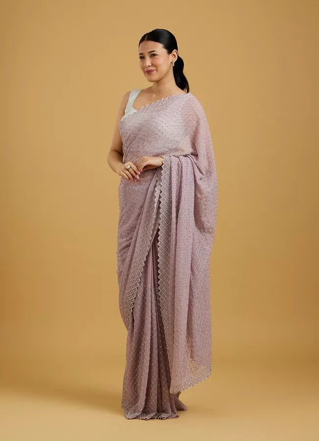 Dazzling Purple Georgette Saree